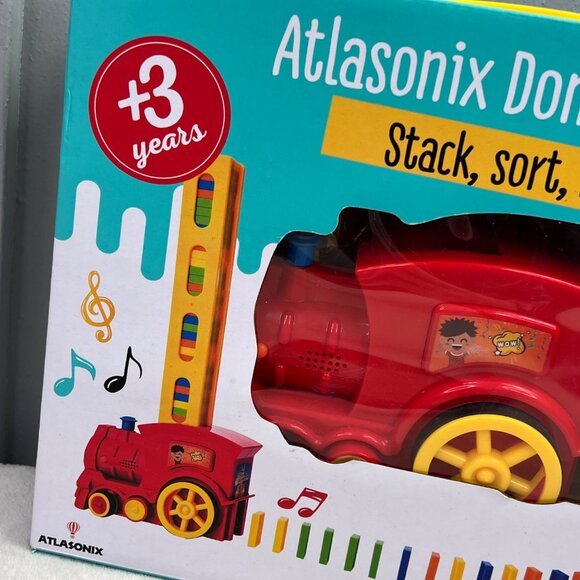 Atlasonix Domino Train Set Lights Sound Music Makes Track 40 Dominoes INCOMPLETE - Picture 4 of 8